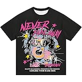 SOLY HUX Men's Graphic Tees Y2K Baggy Shirts Unisex Oversized Tshirts Figure Print 90s Vintage Streetwear Tops