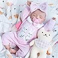 Jirachi Realistic Reborn Baby Dolls, Newborn Soft Cloth Body Sleeping Real Life Baby Girl, 18 Inch Lifelike Reborn Baby Dolls with Pink Clothing Set for Kids 3+