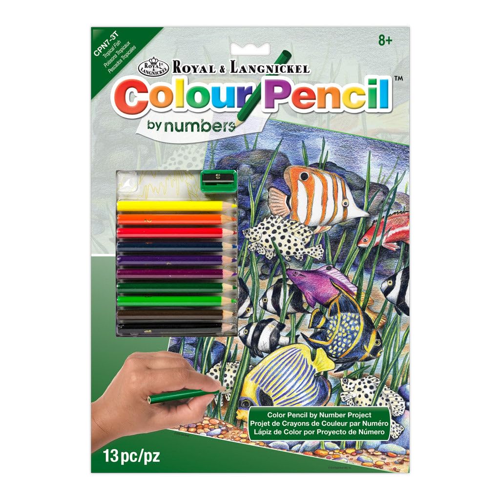Royal & Langnickel Colour Pencil by Numbers Tropical Fish Designed Painting Set