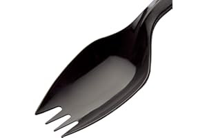 BPA-Free Black Disposable Sporks 100 Pk. Recyclable, Eco-Friendly and Kid-Safe 2-in-1 Utensils Built Strong to Last Large Mea
