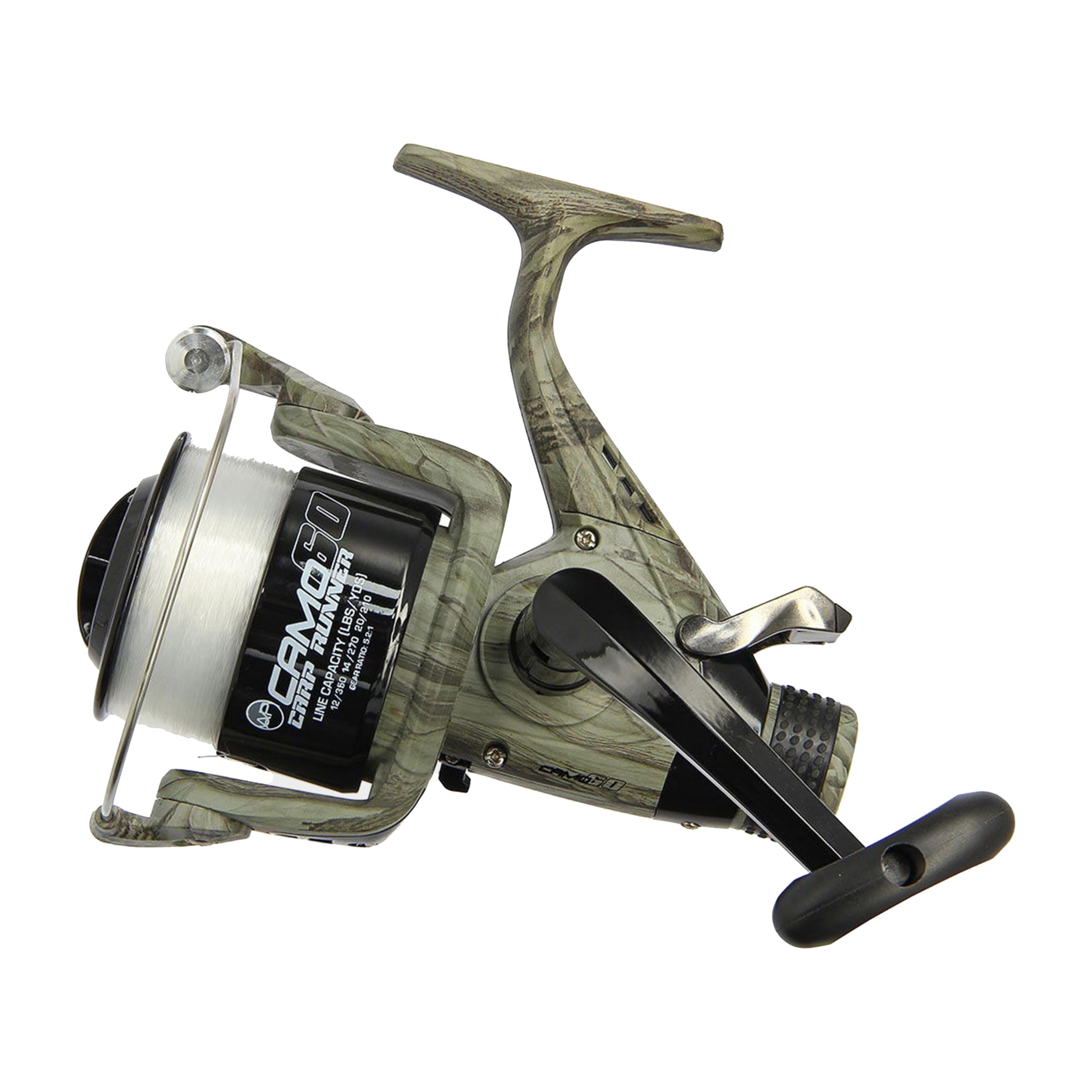 NGT Camo60 3bb Carp Runner' Reel with Line Plus Spare Spool - Green, 12 lb