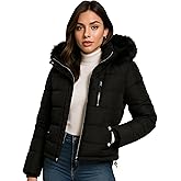 Steve Madden Womens Puffer Winter Coats - Cropped Wind & Water Resistant Insulated Quilted Jackets Winter with Faux Fur Coat