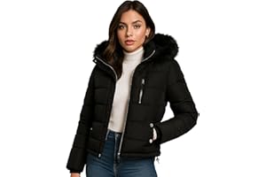 Steve Madden Womens Puffer Winter Coats - Cropped Wind & Water Resistant Insulated Quilted Jackets Winter with Faux Fur Coat