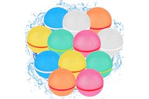 Reusable Water Balloons, Hamsoo Refillable Water Balls Pool Toys for Kids 4-8, Magnetic Silicone Self-Sealing Quick Fill Splash Balls for Kids Ages 8-12, Outdoor Activities Ages 3-5 - 12 PCS