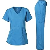 Dagacci Medical Uniform Women's Scrub Set Stretch and Soft Y-Neck Top and Pants
