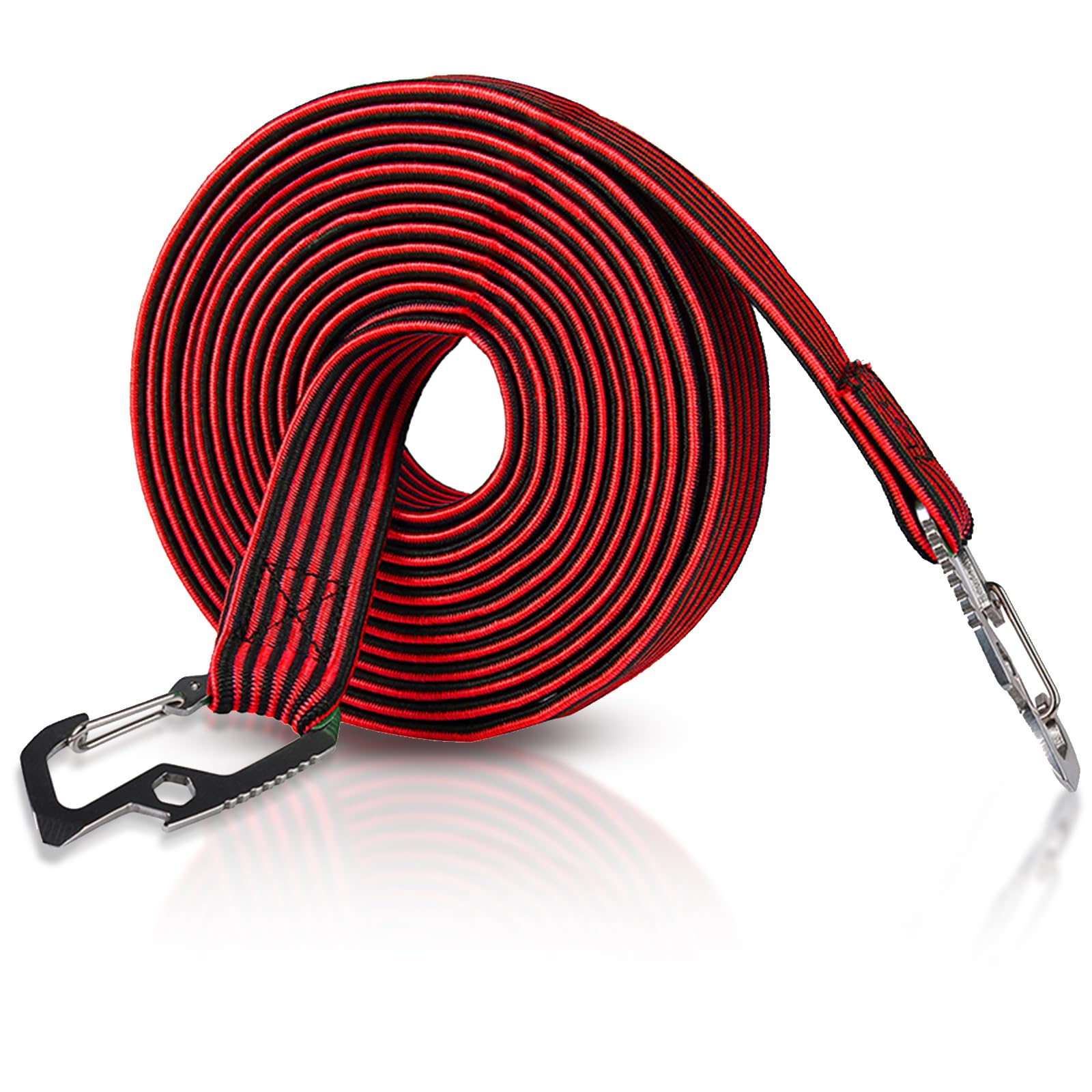 Extra long bungee cords with hooks,Long Bungee Cords with Hooks,Highly Stretchy Clips Bike Motorbike Luggage Cord Rope,Great for Hand Carts, Cargo, Camping (2 Meter, Red)