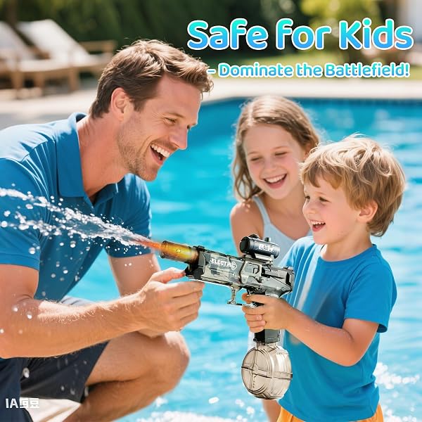 ELECTRIC TACTICAL WATER BLASTER WITH LED EFFECTS, 500ML TANK, 32FT RANGE, DUAL-MODE OPERATION FOR OUTDOOR SUMMER GAMES