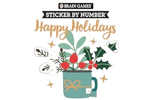 Brain Games - Sticker by Number Compact Edition: Happy Holidays | 7x7 Inches | Christmas Stocking Stuffer, Travel Size Activi