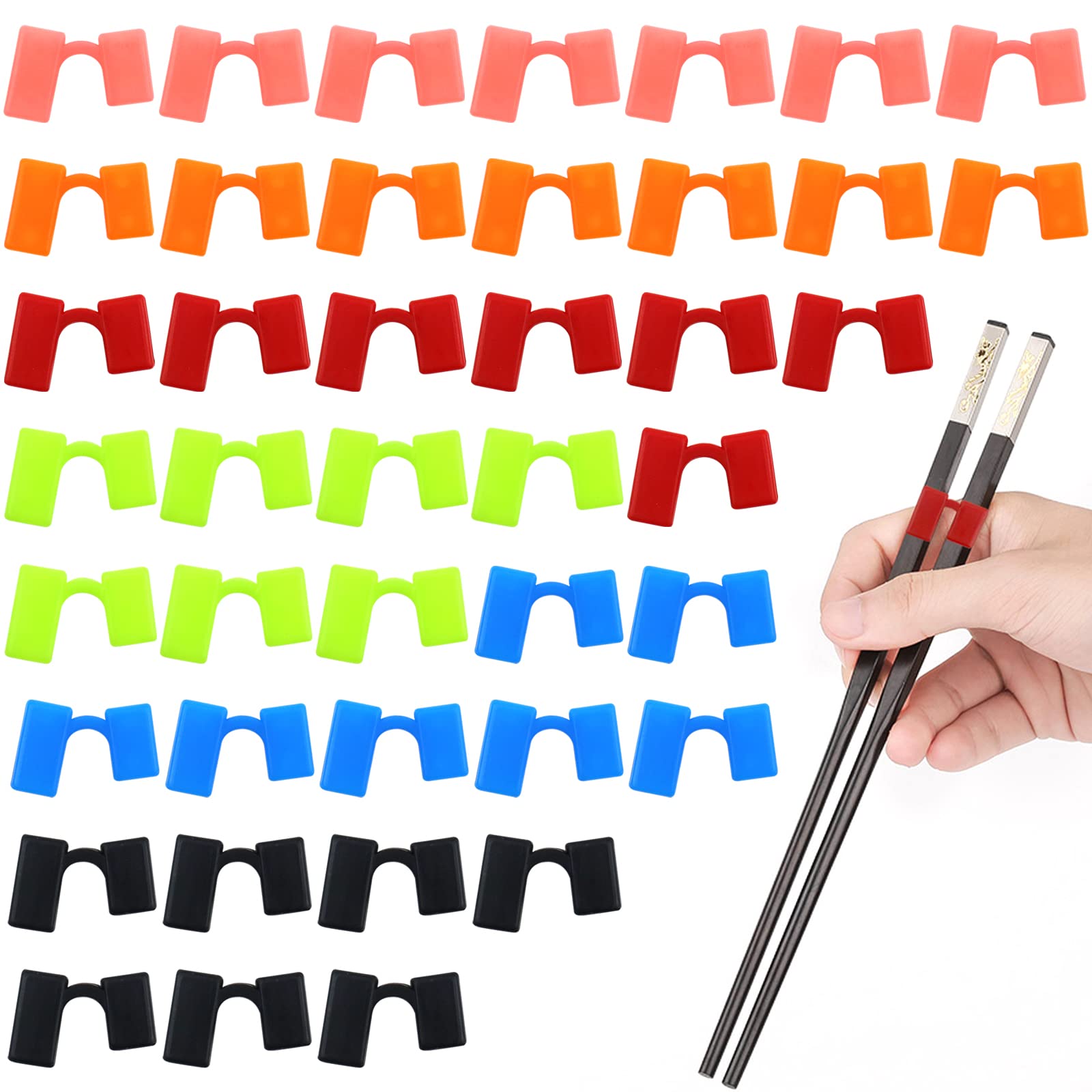 42 Pcs Chopstick Helpers Reusable Training Chopsticks Hinges Connector Plastic Training Chopstick Learn Practice Chopsticks Trainer for Beginner Trainers
