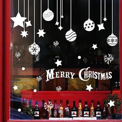 Extsud Vetrofanie 2 Set Adesivi Murali Stelle Nevi Puntini Diy Stickers Da Vetro Finestra Vetrina Decorazione Negozio Casa Fai Da Te Palle Stelle