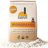 Sunrise Flour Mill Heritage Organic Bread Flour Blend - 25 lbs | Organic Unbleached Bread Flour Easy to Digest with Less Bloating | High Protein, Superior Baking | Smooth, Nutty Flavor