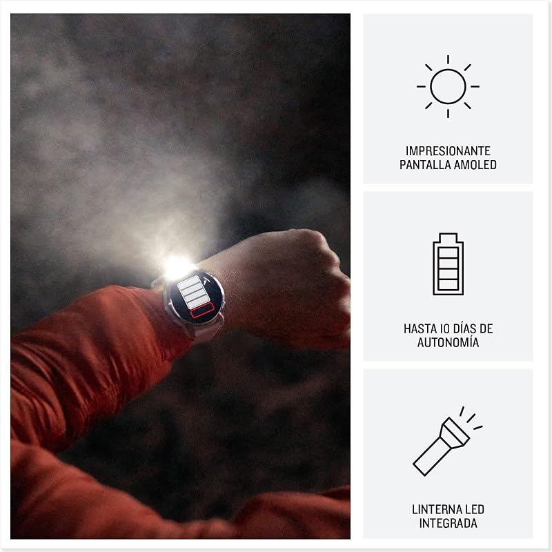 Garmin epix (gen 2) pro 42mm - relógio gps multiesportivo de alto desempenho com tela sensível ao toque amoled, lanterna led, frequência cardíaca, mapas e até 10 dias de autonomia, prata