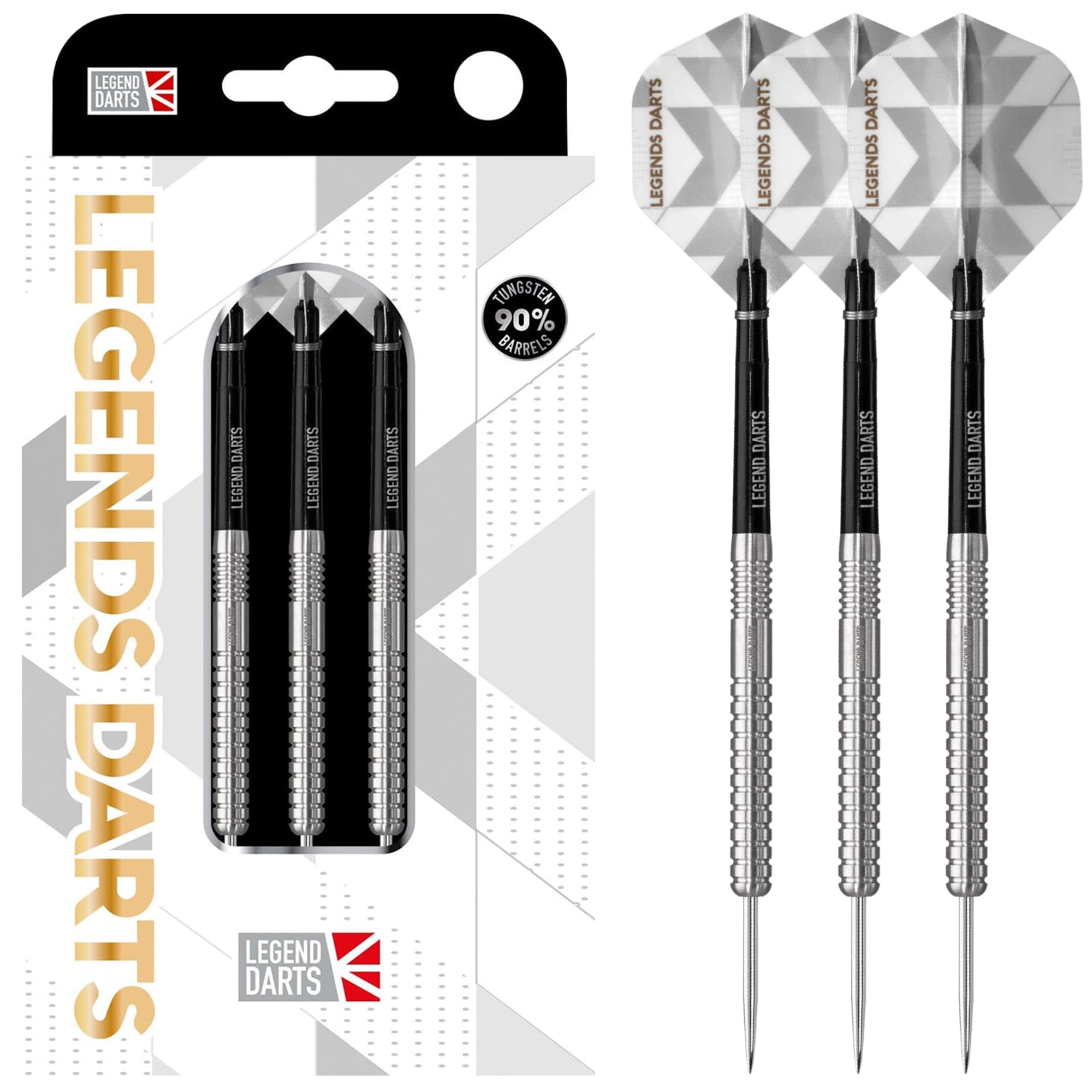 Legend Darts D2870 | Pro Series | Ringed Premium 90% Tungsten Steel Tip Dart Set | 23g