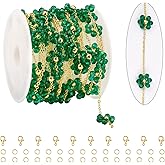 KYUNHOO 9.8 Feet Emerald Green Flower Chain for Jewelry Making Thin Cable Chain Necklace on Spool Beaded Craft Jewelry with Clasps for Women DIY Bracelet
