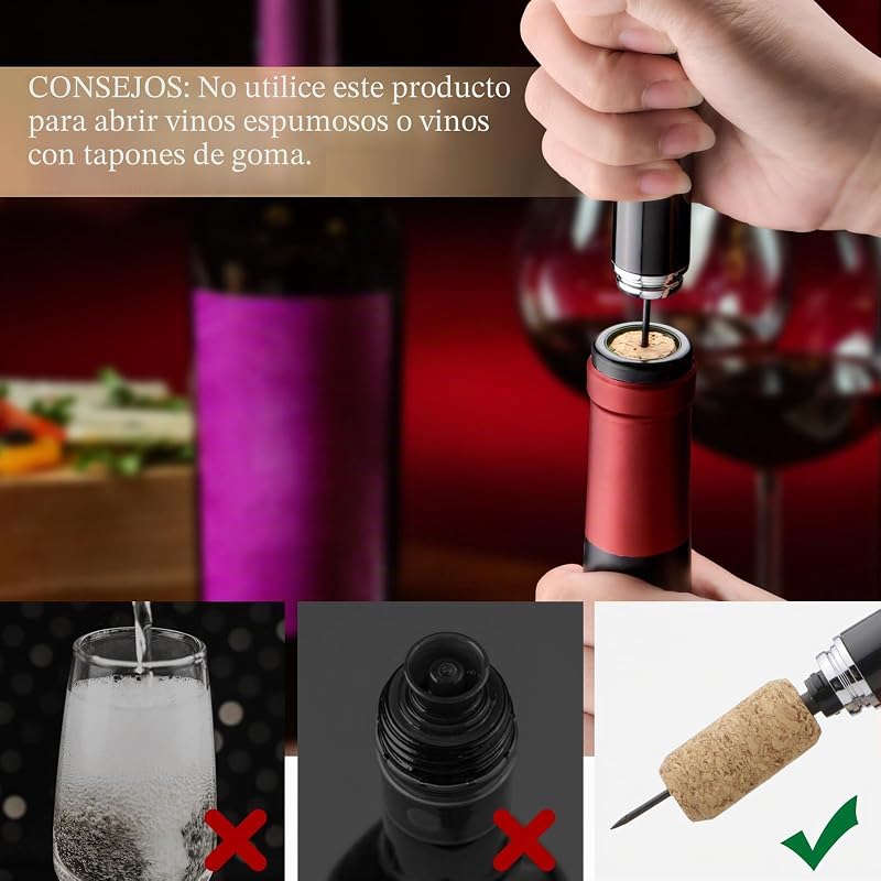 Abridor de Botellas, Sacacorchos, Reutilizables Tapones, 3 PCS — foto 6 de 7