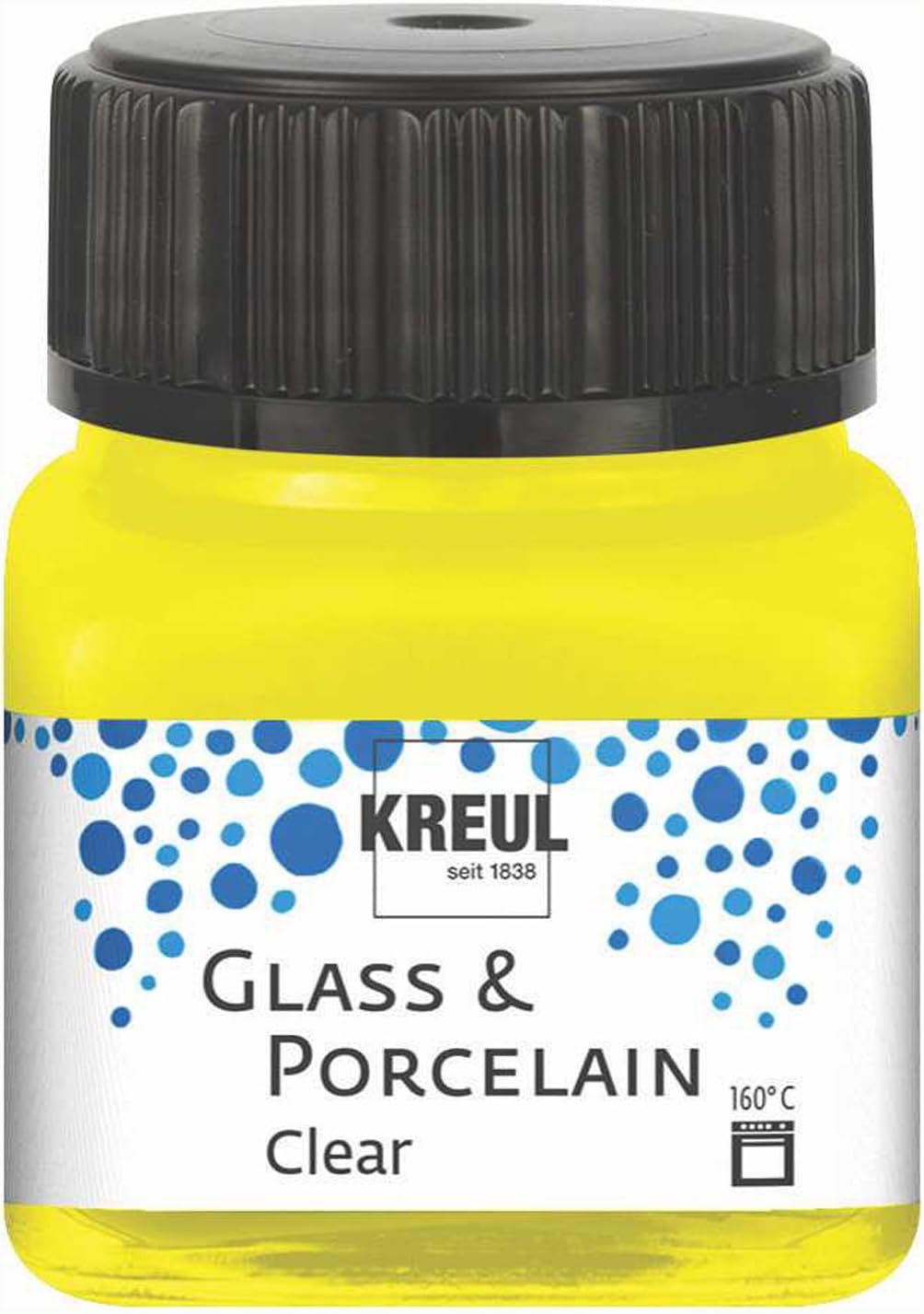 Kreul 16291, Glass & Porcelain Clear Yellow, 20 ml Glass, Transparent Glass and Porcelain Paint, Water-based, Quick Drying