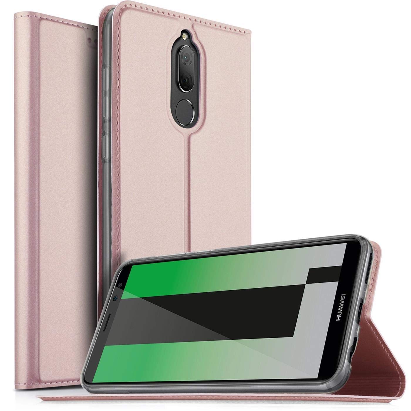 Verco Case compatible with Huawei Mate 10 Lite, Flip Wallet Cover with Magnetic Closure for Mate 10 Lite Phone Case - rose gold