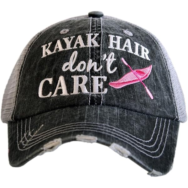 Hepandy 'Side By Side Hair Don't Care' Embroidered Trucker Hat - Washed Black Mesh