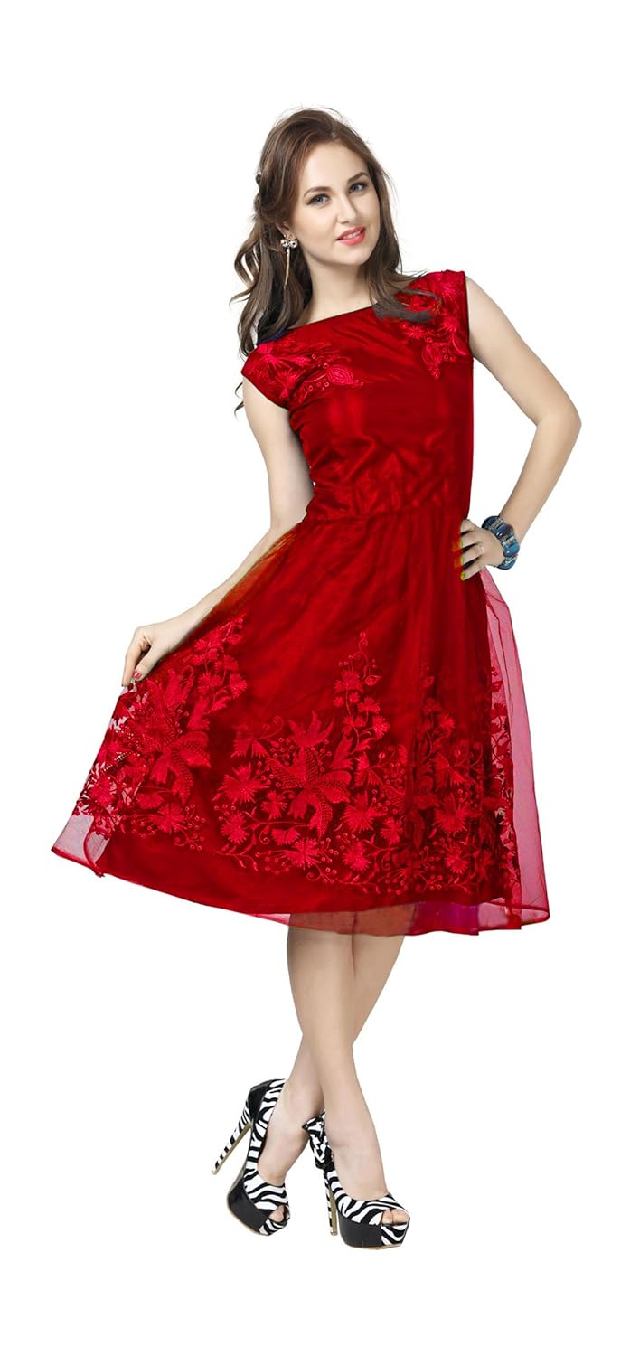 red net one piece dress