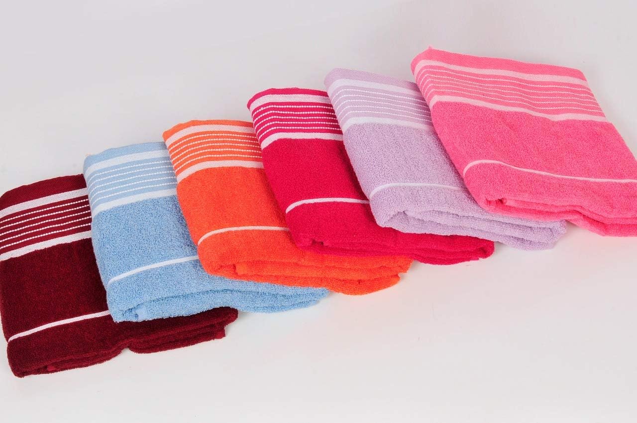 100% Cotton Bath Towels, Set of 6, Extra-Absorbent-Cotton, Size (27 X 54), Assorted Style & Multi-Color, Light Weight, Quick Dry Best for Everyday Use, Outings, Parties and Guests: Kitchen & Dining