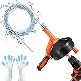 Drain Auger, Clog Remover with Drill Adapter, 25 Feet Flexible Plumbing Snake Use Manually or Powered for Kitchen, Bathroom a