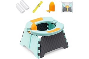 YUNHECAM Toddler Portable Potty Training Seat for Kids Baby Foldable Toilet Child Travel Potty in Car Camping Potty Chair Seat for Indoor Outdoor, with 60 Disposable Bags