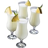Epure Venezia Collection 4 Piece Hurricane Glass Set - Perfect for Drinking Pina Coladas, Cocktails, Full-Bodied Beer, Juice,