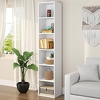 oneinmil Tall Narrow Bookshelf, 6-Tier Cube Display Rack, Modern Corner Bookshelf, Storage Cabinet for Home Office, Home Deco