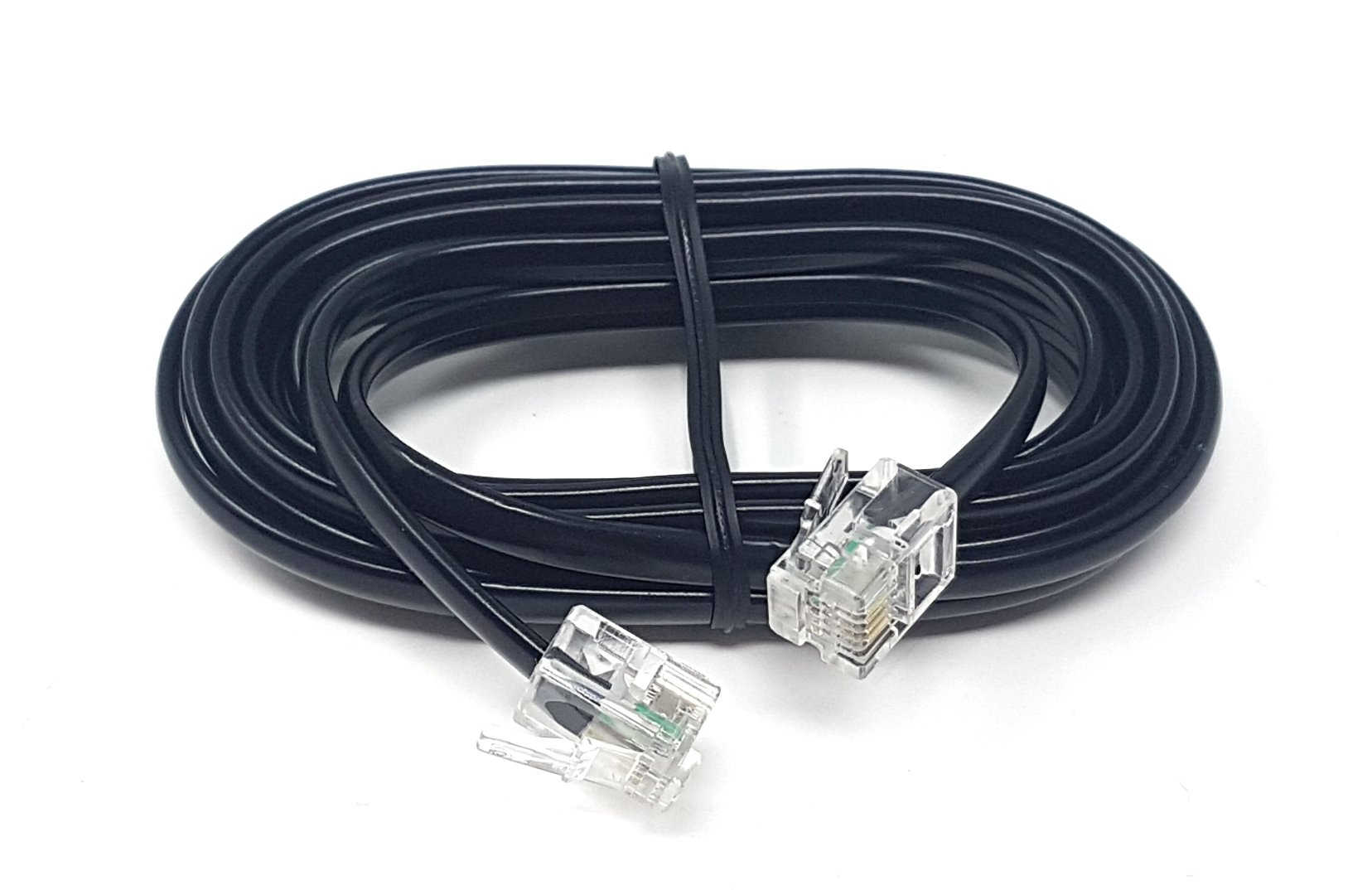 MainCore 2m Long Black FLAT ADSL High Speed Broadband Modem Cable RJ11 to RJ11 (Available in 1m, 2m, 3m, 5m, 10m, 15m, 20m, 30m) (2m)