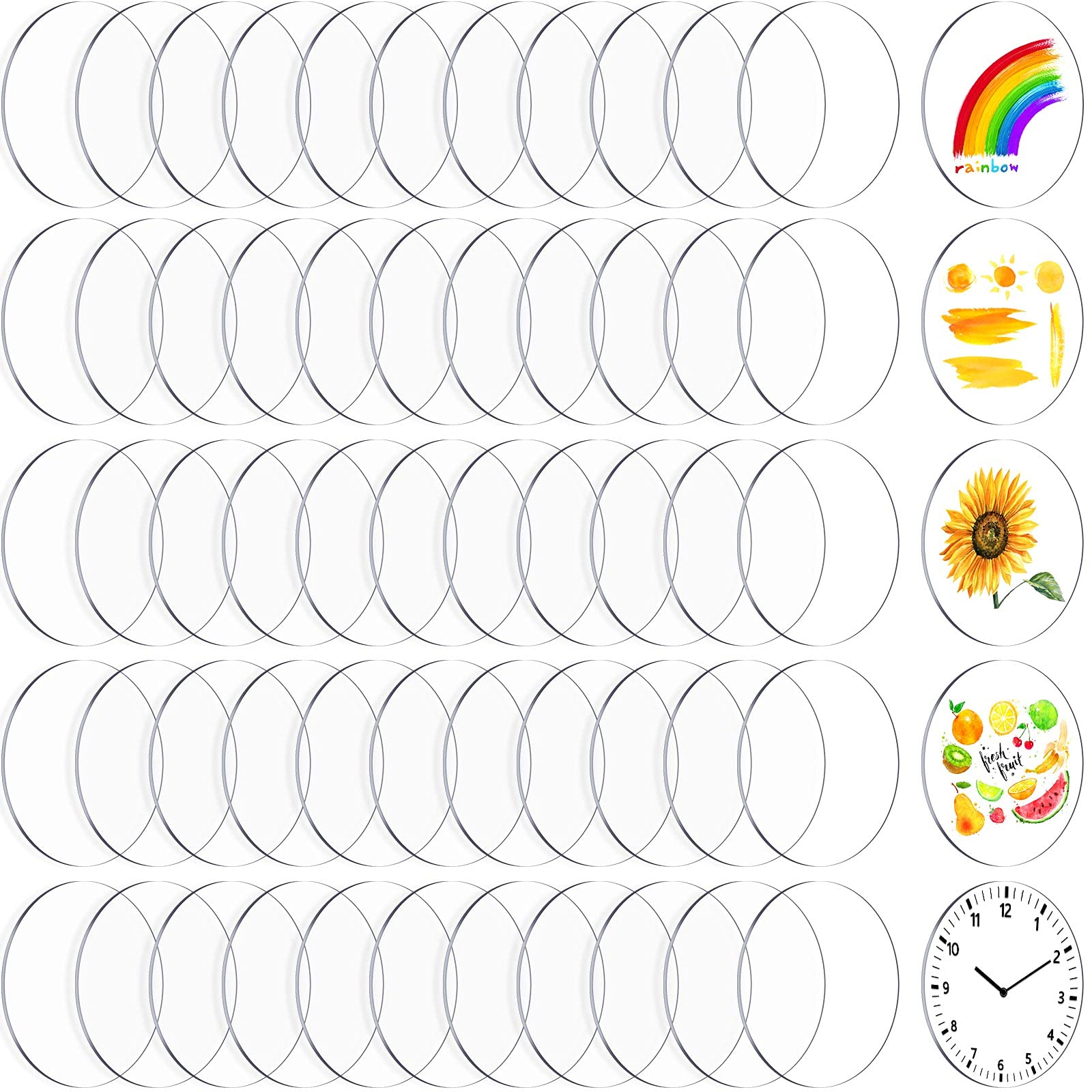 Photo 1 of 60 Pieces Transparent Acrylic Circle Discs Thick Round Acrylic Sheets Blanks Clear Round Ornaments for DIY Projects and Crafts(1.5 Inch)