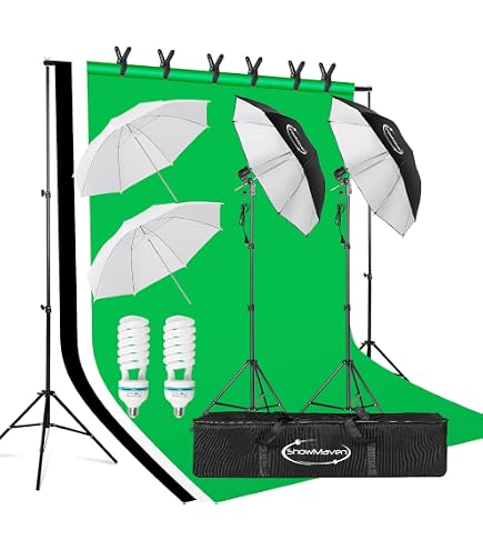 Complete 400W Photography Umbrella Light Kit With 10' Support & Background - CK020