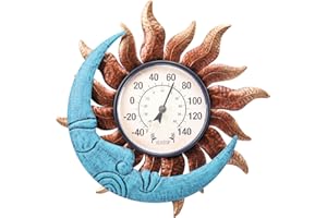 MUMTOP Indoor Outdoor Thermometer - Sun and Moon Wall Thermometer, Outdoor Thermometers for Patio, Room, Greenhouse, Outside, Garden Decor