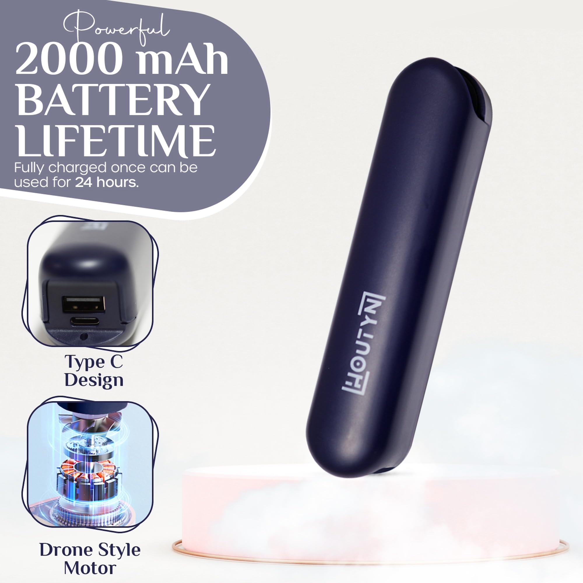 Mini Fan Portable USB Rechargeable – Handheld Fan 2-in-1, 12+ Hour Battery, for Travel, Festivals, Outdoor, Office – Compact Foldable Design (Blue)