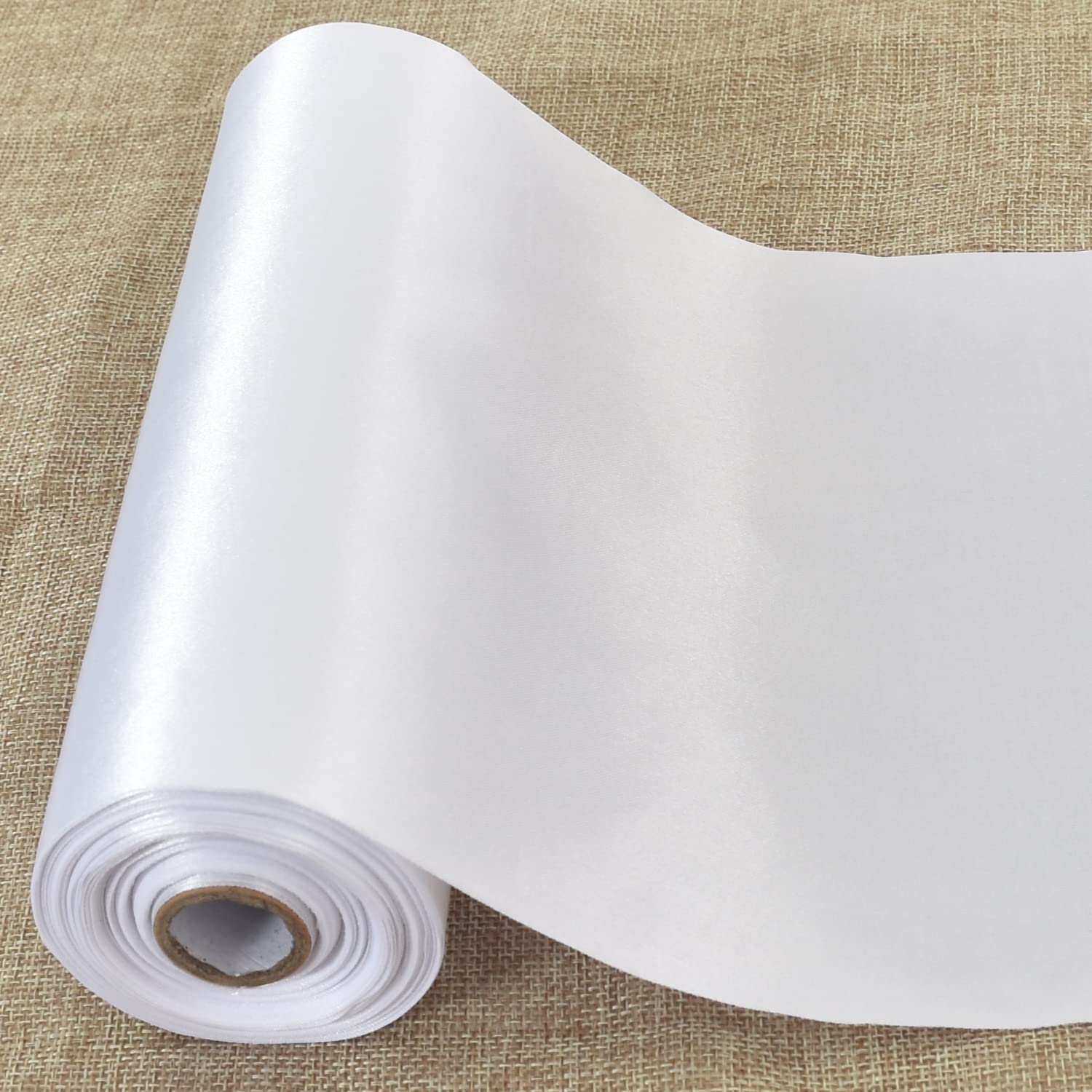 TONIFUL Wide satin ribbon-for Gift Wrapping Christmas Tree Halloween Thanksgiving Wedding Car Chair Pageant Sashes Grand Opening Festival Party Decor-White Ribbon-8 Inch x 22yd