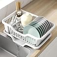 Sterilite 2-Piece Large Sink Set - White Dish Rack With Drainboard & Flatware Holder