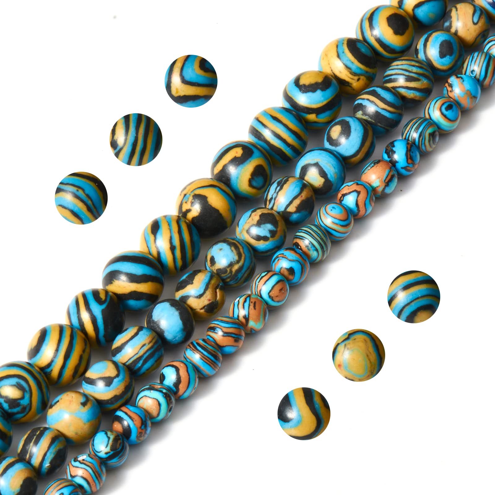 Photo 1 of 108pcs 10mm Natural Blue Malachite Beads Round Gemstone Beads Loose Beads for Jewelry Making