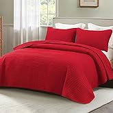 Whale Flotilla Ultra Soft Queen Quilt Bedding Set, Lightweight Microfiber Red Quilts Bedspreads Full Size, 3 Piece Ultrasonic Geometric Coverlet Bed Cover for All Seasons