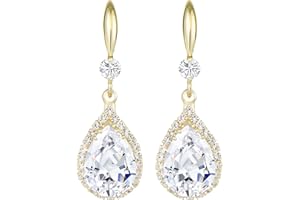 Linawe Imitation Diamond Dangle Earrings for Women Trendy, Rhinestone Drop Chandelier Earrings, Teardrop Crystal Cubic Zirconia Wedding Jewelry Set, 14K Gold/Rose Gold/Silver Tone