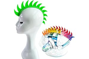 3T-SISTER Helmet Mohawk Wig Adhesive Mohawk for Motorcycle Bicycle Ski Snowboard Helmet Hair Skinhead Costumes Cosplay Wig Silicone Hawk(Helmet not Included)