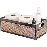 Creative Scents Dublin Brown Toilet Paper Storage Holder Basket for Decor - Decorative Bathroom Organizer and Storage for Countertop - Toilet Tank Topper Box - Modern Brown Bathroom Counter Decor