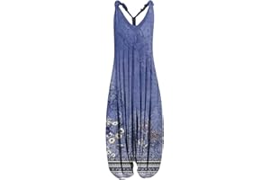 NJKHMCFTIR Plus Size Overalls for Women Casual Summer Baggy Pants Loose Fit Jumpsuit Boho Printed Women Jumpsuits 2024
