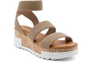 Athlefit Women's Wedge Sandals Platform Sandals Cork Elastic Strap Platform Sandals