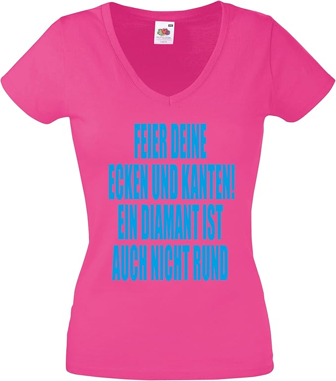 Lustige Spruche Partyshirt Coole Spruche Damen T Shirt Feier Deine Ecken Und Kanten Ein Diamant Ist Auch Nicht Rund V Shirt Damen Amazon De Bekleidung