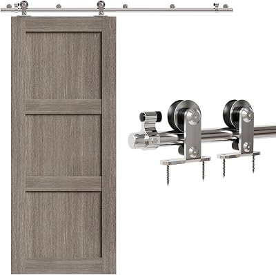 CCJH 6FT Sliding Barn Door Track Kit Internal Stainless Steel Hardware System