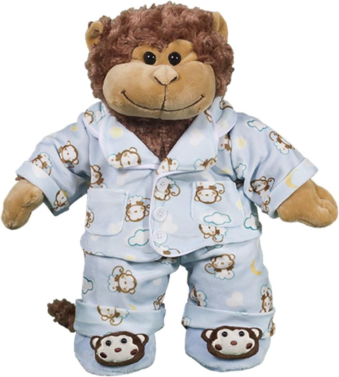 Vermont Teddy Bear Stuffems Toy Shop Blue Monkey Pajamas with Slippers