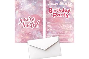 12pcs birthday invitations with 12pcs Envelopes, Birthday Invitations for Girl and Boys, 5.9 x 3.9Inches(15cmX10cm), Double-S