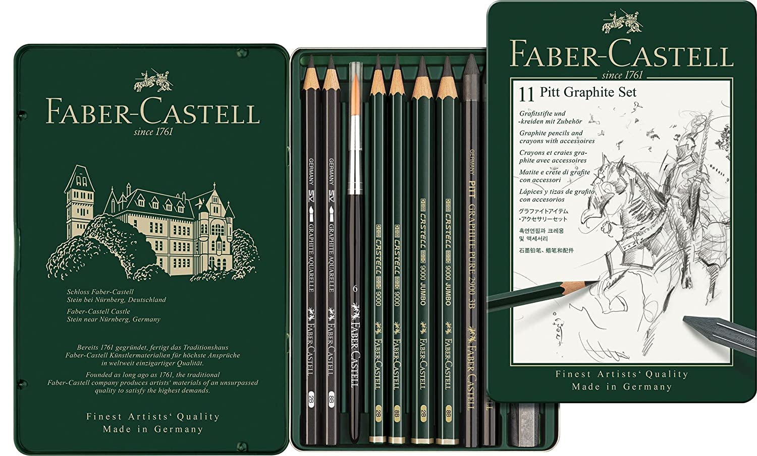 Faber Castell Set Pitt Graphite Pencil Tin 3-Pieces