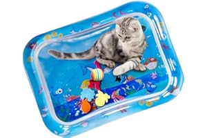 NABEKE Water Sensory Play Mat for Cats, Thickened Inflatable Cat Water Play Mat, Interactive Cat Water Mat Toys for Bored Indoor Cats, Cat Splash Play Mat Pet Water Sensor Mat for Cats Fish Toy, Sharks