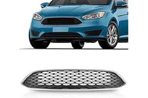 UnayKolb Front Upper Grill Honeycomb Style Grille Black With Chrome Compatible With 2015-2018 Ford Focus S SE F1EZ8200A