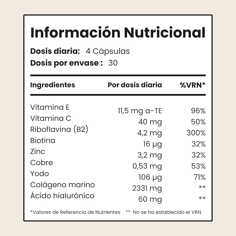 Colágeno Hidrolizado Alta Dosis 2450 mg | Colageno Marino con Acido Hialuronico Capsulas | Colageno Hidrolizado con Vitamina C, E, B2 y Zinco | Colágeno para Articulaciones Piel Cabello | VitaBright